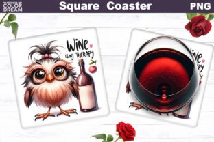 Funny Wine Quote Square Coaster Graphic Crafts By WatercolorColorDream 9
