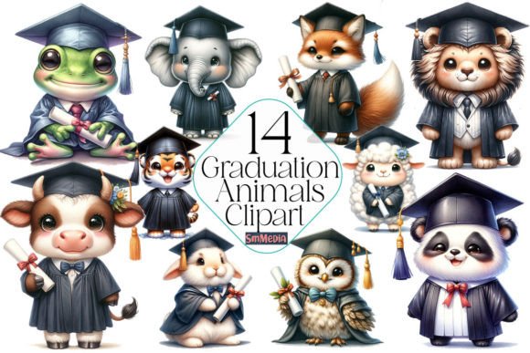 Graduation Animals Clipart Graphic Illustrations By SmMedia