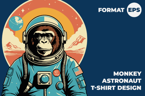 Monkey Astronaut Gráfico Diseños de Camisetas Por c.gudzik