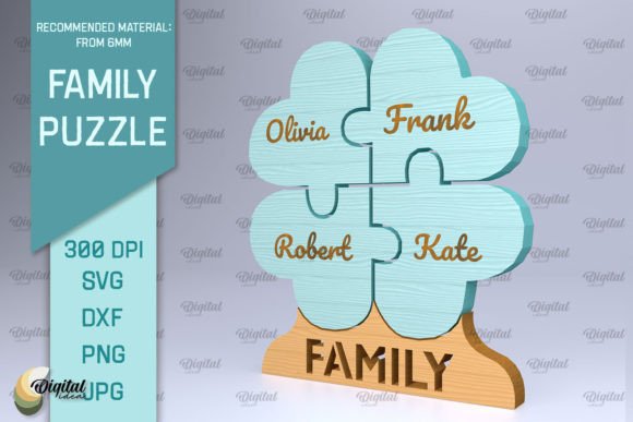 Personalized Family Puzzle Laser Cut Graphic 3D SVG By Digital Idea