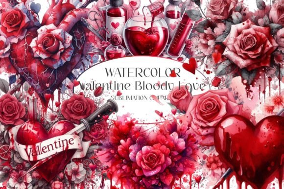 Valentine Bloody Love Sublimation Grafika Ilustracje do Druku Przez Dreamshop