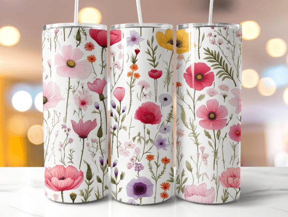 Boho Wild Flower Tumbler Wrap 20 Oz PNG Graphic Crafts By Digital Click Store