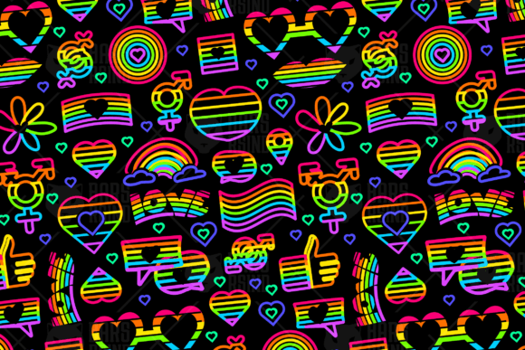 Cute Neon Pride Seamless Graphic Patterns By barsrsind