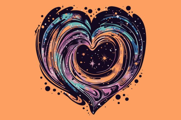Heart-shaped Galaxy Grafica Illustrazioni Stampabili Di unlimited art