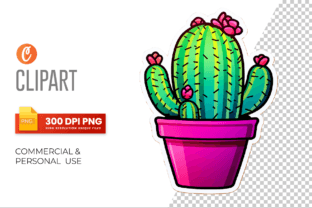 Kawaii Neon Cactus Stickers Graphic Illustrations By Crafticy
