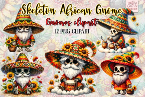 Skeleton African Gnomes Clipart Bundle Graphic Illustrations By kisscdesign