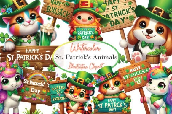 St Patrick's Day Animals Clipart Bundle Graphic Illustrations By Dreamshop