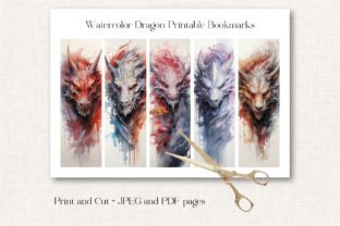 16 Watercolor Dragon Printable Bookmarks Gráfico Manualidades Por TheArcherDesign 5