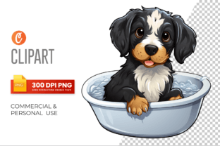 Dog to Take a Bath Watercolor Clipart Graphic Illustrations By Crafticy 1