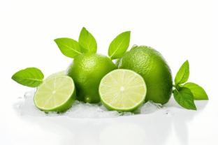 Fresh Ripe Green Limes Isolated on White Graphic Illustrations By saydurf