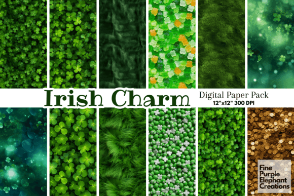 St. Patrick's Day Textures Shamrock Leaf Graphic Patterns By finepurpleelephant