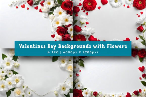 Valentines Day Background with Flowers Graphic Backgrounds By srempire