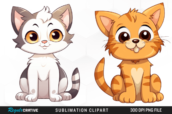 Watercolor Cute Cat Sublimation Clipart Graphic Illustrations By Regulrcrative
