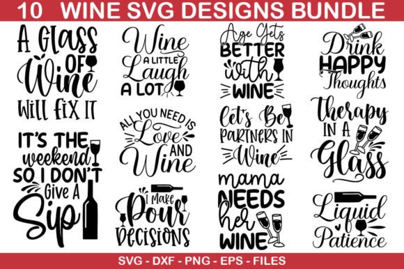 Wine SVG Bundle Gráfico Artesanato Por fokira