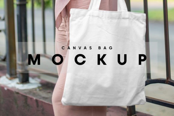 Woman in Park Holding Canvas Bag Mockup Graphic Product Mockups By MockupForest