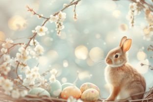 Happy Easter Background with Bunny Graphic AI Illustrations By Art's and Patterns