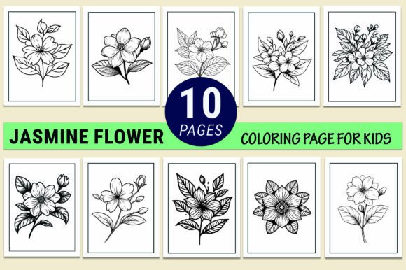Jasmine Flower Coloring Pages for Kids Graphic Coloring Pages & Books Adults By GraphicArt