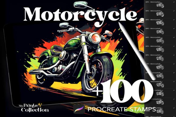 100+ Procreate Motorcycle Stamps Graphic Brushes By myprintscollection