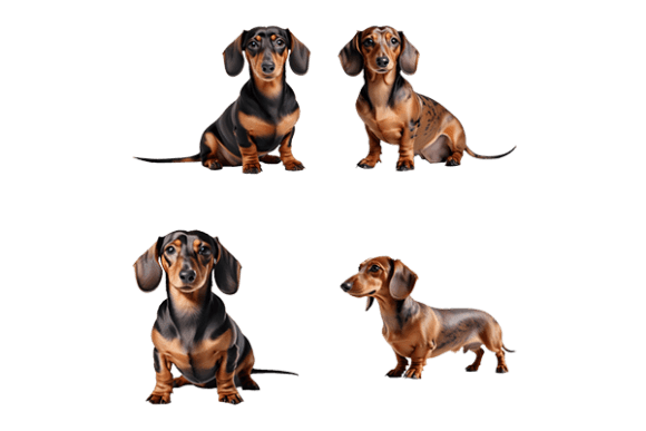 Beautiful Dachshund Set Isolated Graphic AI Transparent PNGs By Photowall