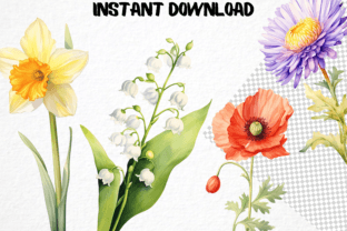 Birth Month Flower Clipart Bundle Gráfico Ilustraciones Imprimibles Por MokoDE 7