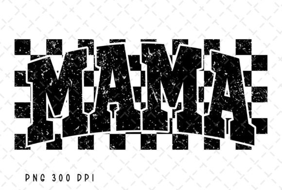 Checkered Mama Distressed Varsity PNG Grafika Ilustracje do Druku Przez Flora Co Studio