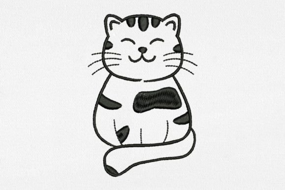 Cute Cat for Machine Embroidery Gráfico Padrões de Bordado à Mão Por SvgOcean