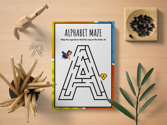 FREE Superhero Alphabet Maze Puzzles 🦸‍ Graphic Print Templates By ALittleArtistWeirdo