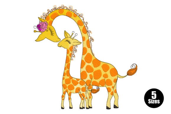 Giraffe Animales Salvajes Diseño de Bordado Por Embiart