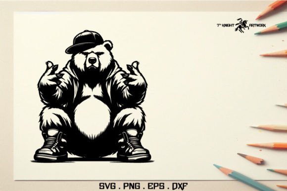 Hip-Hop Bear Svg Gráfico Artesanato Por Seventh Knight Artwork