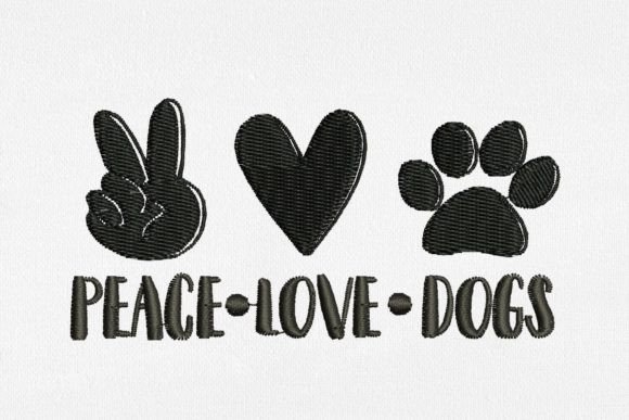 Peace Love Dogs for Machine Embroidery Graphic Hand Embroidery Patterns By SvgOcean