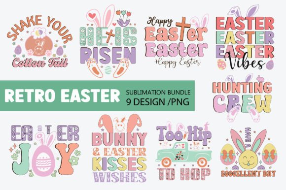 Retro Easter PNG Sublimation Bundle Graphic T-shirt Designs By Rad-Graphic