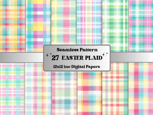 Seamless Easter Plaid Pattern Paper Gráfico Patrones de Papel Por giraffecreativestudio