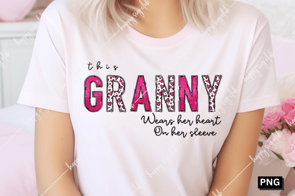 This Granny Wears Her Heart on Her Sleev Graphic T-shirt Designs By happy svg club