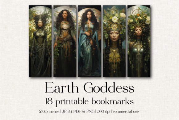 18 Earth Goddess Printable Bookmarks Graphic Crafts By TheArcherDesign