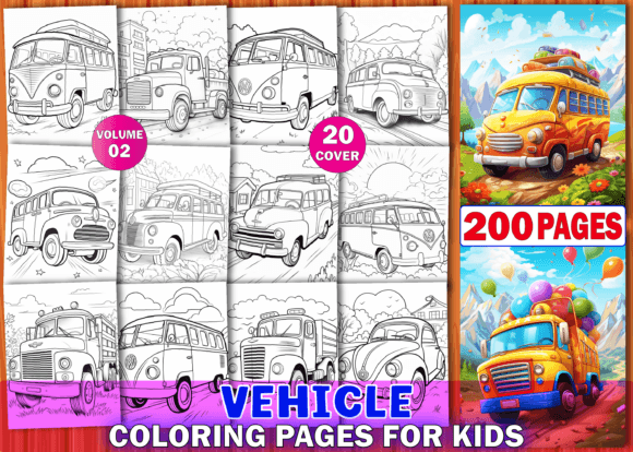 200 Vehicle Coloring Pages for Kids Graphic Coloring Pages & Books Kids By Design Shop