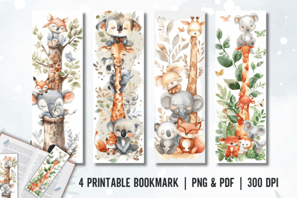 Cute Baby Animals Printable Bookmark Des Grafik Plotterdateien Von Babydell Art