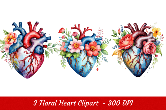 Heart and Flowers Clipart Graphic AI Illustrations By Clipart