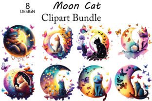 Moon Cat Graphic Illustrations By AM-Designer