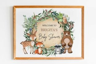 Woodland Baby Shower Welcome Sign Graphic Print Templates By regalcreds 3