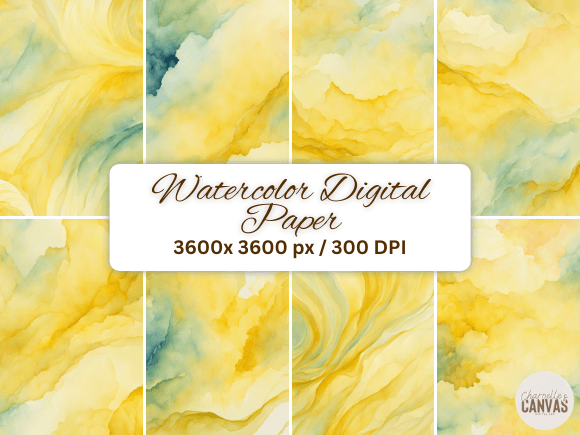 Yellow Watercolor Digital Paper Set Graphic Backgrounds By Charnelle's Canvas