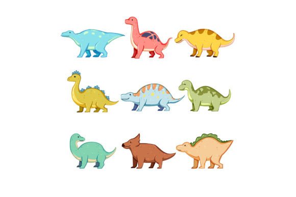 Dinosaur Character Set Cartoon Vector Il Illustration Illustrations Imprimables Par pikepicture