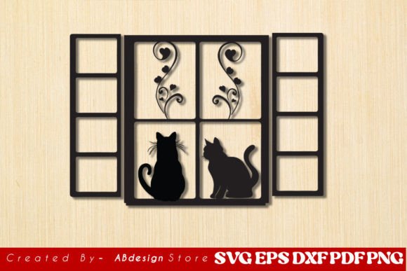 Cat on Window Wall Decor Design Graphic 3D SVG By ABdesignStore
