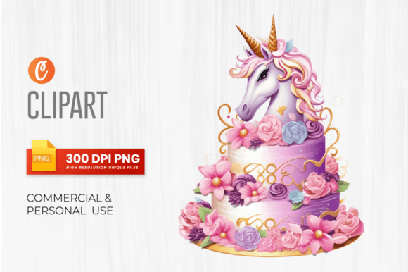 Unicorn Theme Cakes Sublimation Clipart Afbeelding Afdrukbare Illustraties Door Crafticy