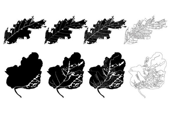Black Silhouettes Leaves Grafika Ilustracje do Druku Przez tirthoanjolo