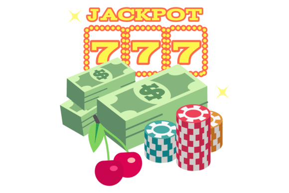 Jackpot Concept. Gambling Win Money Cart Illustration Illustrations Imprimables Par microvectorone