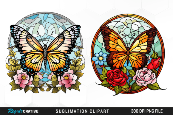 Watercolor Stained Glass Butterfly PNG Illustration Illustrations Imprimables Par Regulrcrative