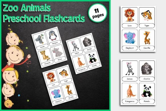 Zoo Animals Flashcards for Preschool Graphic PreK By TheStudyKits