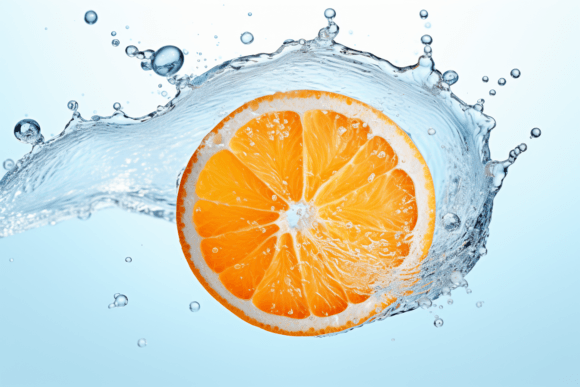 Orange in Water on White Background Gráfico Ilustraciones Imprimibles Por saydurf