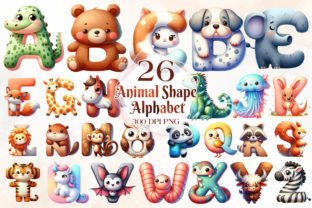 Animal Shape Alphabet Clipart Bundle Graphic Illustrations By Cat Lady 1