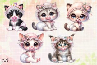 Baby Cat with Pacifier Clipart PNG Graphic Illustrations By Padma.Design 3